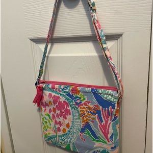 Handmade small crossbody, Lilly Pulitzer “Mermaids Cove” fabric.